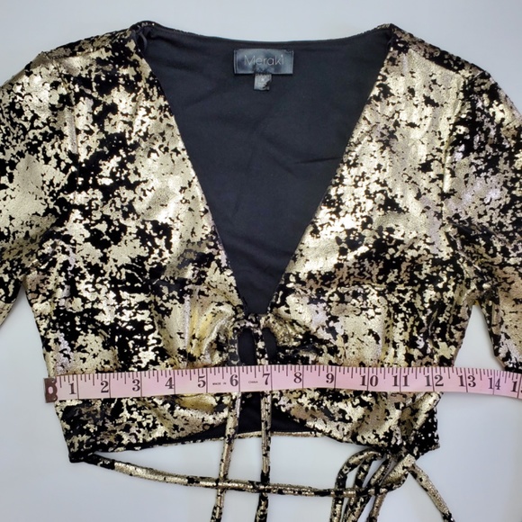 NWT Meraki Gold Black Velvet Wrap Top size M - Picture 9 of 16